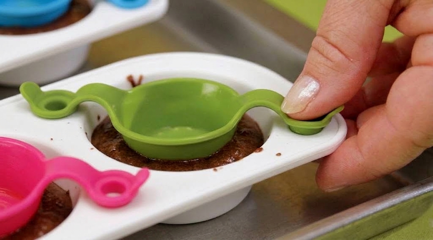Inserts snapped into the filled pan